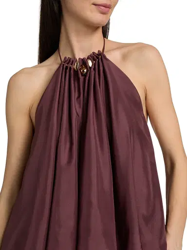 Zimmermann Women's Aster Bead-Detail Gathered Silk Halter Top - Musk | Thumbnail 6 Zimmermann Women's Aster Bead-Detail Gathered Silk Halter Top - Musk | Thumbnail 6