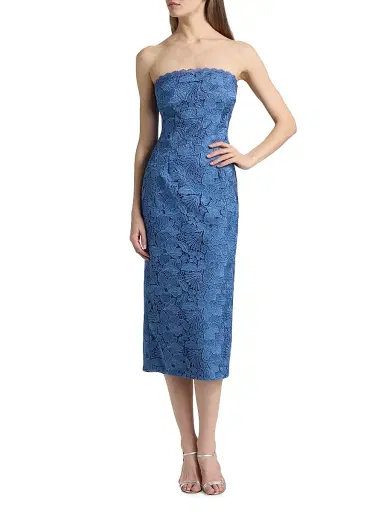 Ramy Brook Women's Tessa Strapless Lace Midi-Dress - Blue Lace | Thumbnail 3 Ramy Brook Women's Tessa Strapless Lace Midi-Dress - Blue Lace | Thumbnail 3