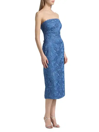 Ramy Brook Women's Tessa Strapless Lace Midi-Dress - Blue Lace | Thumbnail 4 Ramy Brook Women's Tessa Strapless Lace Midi-Dress - Blue Lace | Thumbnail 4
