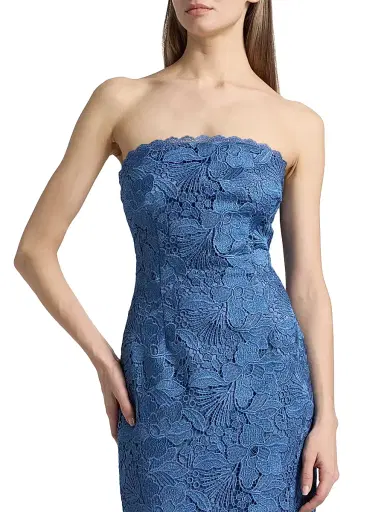 Ramy Brook Women's Tessa Strapless Lace Midi-Dress - Blue Lace | Thumbnail 6 Ramy Brook Women's Tessa Strapless Lace Midi-Dress - Blue Lace | Thumbnail 6