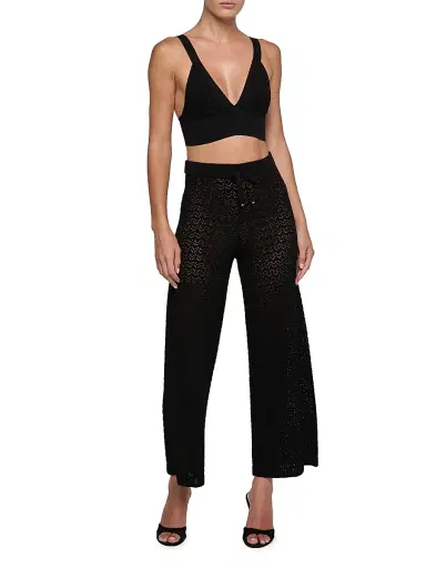 L'AGENCE Women's Reverie Pointelle Knit Bra Top - Black | Thumbnail 2 L'AGENCE Women's Reverie Pointelle Knit Bra Top - Black | Thumbnail 2
