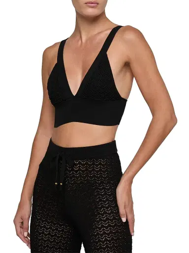 L'AGENCE Women's Reverie Pointelle Knit Bra Top - Black | Thumbnail 4 L'AGENCE Women's Reverie Pointelle Knit Bra Top - Black | Thumbnail 4