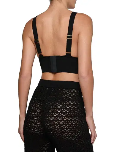 L'AGENCE Women's Reverie Pointelle Knit Bra Top - Black | Thumbnail 5 L'AGENCE Women's Reverie Pointelle Knit Bra Top - Black | Thumbnail 5