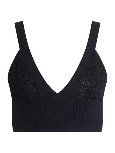 L'AGENCE Women's Reverie Pointelle Knit Bra Top - Black | Thumbnail 1 L'AGENCE Women's Reverie Pointelle Knit Bra Top - Black | Thumbnail 1