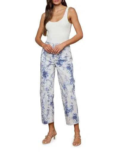 L'AGENCE Women's June Ultra-High-Rise Crop Stovepipe Jeans - Black Watercolor Lace | Thumbnail 2 L'AGENCE Women's June Ultra-High-Rise Crop Stovepipe Jeans - Black Watercolor Lace | Thumbnail 2