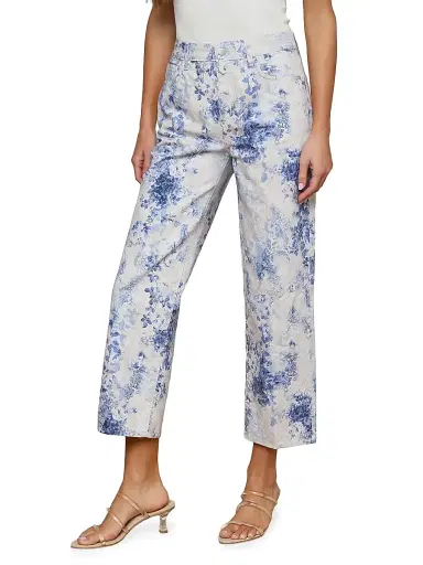 L'AGENCE Women's June Ultra-High-Rise Crop Stovepipe Jeans - Black Watercolor Lace | Thumbnail 4 L'AGENCE Women's June Ultra-High-Rise Crop Stovepipe Jeans - Black Watercolor Lace | Thumbnail 4