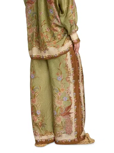 Zimmermann Women's Indra Printed Silk Relaxed-Fit Drawstring Pants - Khaki Scarf Floral | Thumbnail 5 Zimmermann Women's Indra Printed Silk Relaxed-Fit Drawstring Pants - Khaki Scarf Floral | Thumbnail 5