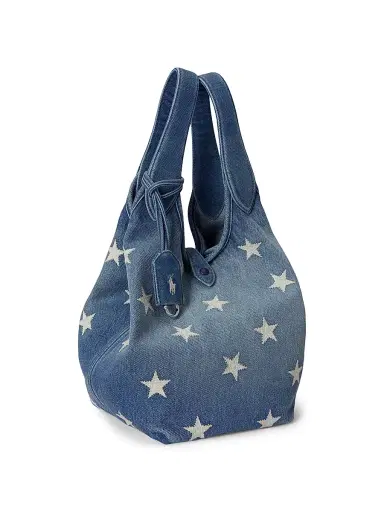 Polo Ralph Lauren Women's Star-Print Denim Tote Bag | Thumbnail 2 Polo Ralph Lauren Women's Star-Print Denim Tote Bag | Thumbnail 2