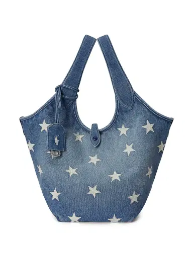 Polo Ralph Lauren Women's Star-Print Denim Tote Bag | Thumbnail 1 Polo Ralph Lauren Women's Star-Print Denim Tote Bag | Thumbnail 1