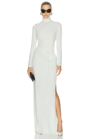 Courreges Twisted Crepe Jersey Long Dress | Thumbnail 1 Courreges Twisted Crepe Jersey Long Dress | Thumbnail 1