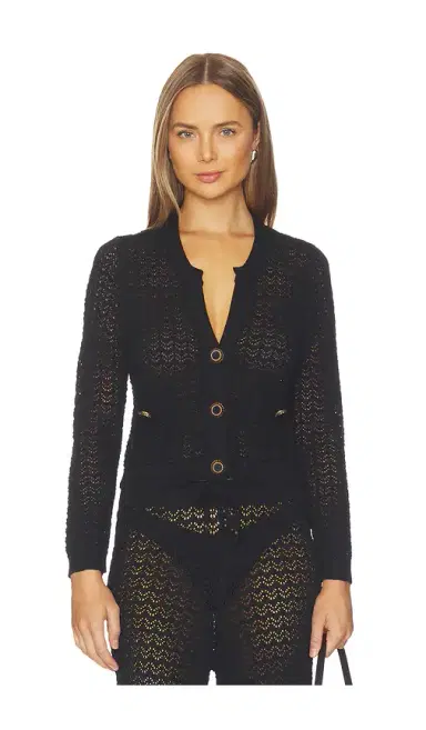 L'AGENCE Orla Pointelle Knit Cardigan | Thumbnail 1 L'AGENCE Orla Pointelle Knit Cardigan | Thumbnail 1