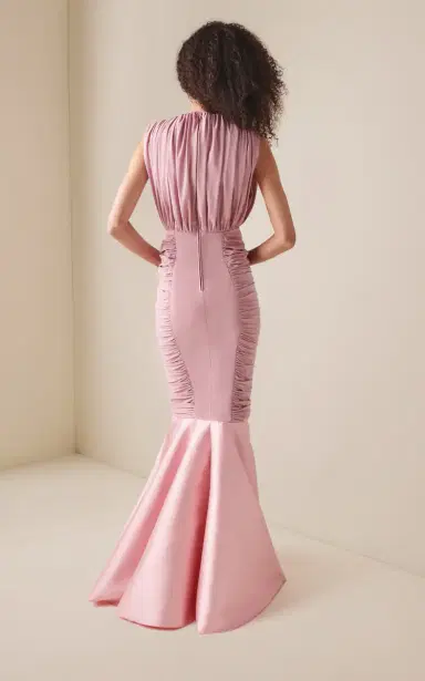 GRETA CONSTANTINE Mergan Ruched Silk-Wool Maxi Dress | Thumbnail 4 GRETA CONSTANTINE Mergan Ruched Silk-Wool Maxi Dress | Thumbnail 4