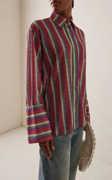 Oséree Lolita Striped Metallic Shirt | Thumbnail 3 Oséree Lolita Striped Metallic Shirt | Thumbnail 3
