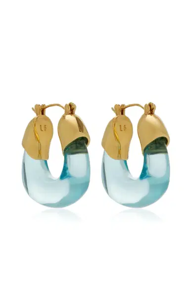 Lizzie Fortunato Mini Organic Hoops In Aqua | Thumbnail 1 Lizzie Fortunato Mini Organic Hoops In Aqua | Thumbnail 1