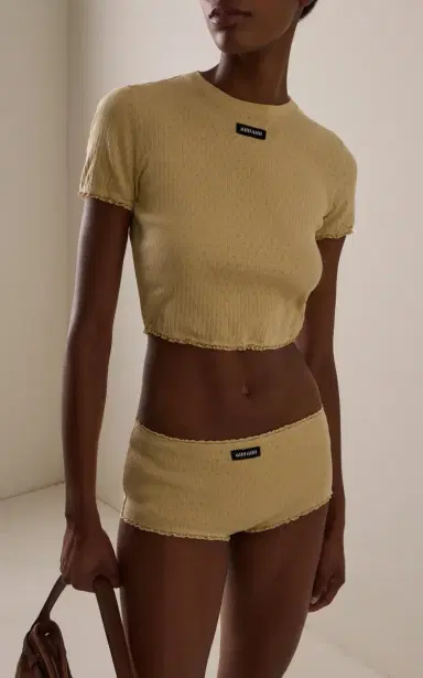 Miu Miu Pointelle-Knit Cotton Baby Tee | Thumbnail 2 Miu Miu Pointelle-Knit Cotton Baby Tee | Thumbnail 2