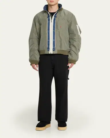 SACAI x Levi's Men's Denim and Nylon Twill Reversible Blouson | Thumbnail 2 SACAI x Levi's Men's Denim and Nylon Twill Reversible Blouson | Thumbnail 2