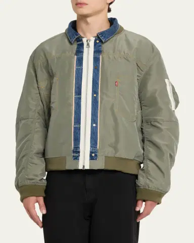 SACAI x Levi's Men's Denim and Nylon Twill Reversible Blouson | Thumbnail 4 SACAI x Levi's Men's Denim and Nylon Twill Reversible Blouson | Thumbnail 4