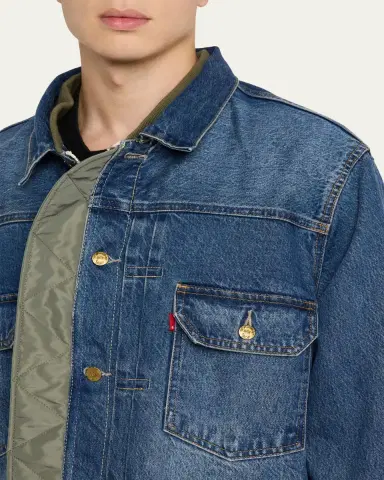 SACAI x Levi's Men's Denim and Nylon Twill Reversible Blouson | Thumbnail 5 SACAI x Levi's Men's Denim and Nylon Twill Reversible Blouson | Thumbnail 5