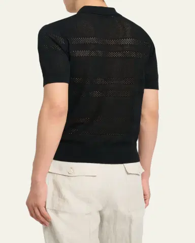 Dries Van Noten Men's Stripe Mesh Short-Sleeve Shirt | Thumbnail 3 Dries Van Noten Men's Stripe Mesh Short-Sleeve Shirt | Thumbnail 3