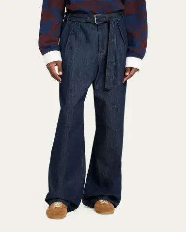 Dries Van Noten Men's Belted Loose Denim Pants | Thumbnail 4 Dries Van Noten Men's Belted Loose Denim Pants | Thumbnail 4