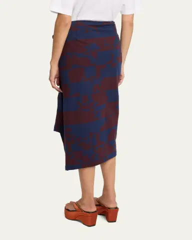 Dries Van Noten Hunam Abstract-Print Jersey Ruffle Midi Skirt | Thumbnail 3 Dries Van Noten Hunam Abstract-Print Jersey Ruffle Midi Skirt | Thumbnail 3
