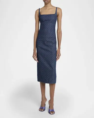 Dries Van Noten Debano Printed Denim Sleeveless Midi Dress | Thumbnail 3 Dries Van Noten Debano Printed Denim Sleeveless Midi Dress | Thumbnail 3