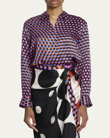 Dries Van Noten Chowy Dotted Silk Button-Front Shirt | Thumbnail 4 Dries Van Noten Chowy Dotted Silk Button-Front Shirt | Thumbnail 4