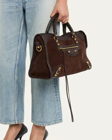 Balenciaga Le City Suede & Leather Top-Handle Bag | Thumbnail 4 Balenciaga Le City Suede & Leather Top-Handle Bag | Thumbnail 4