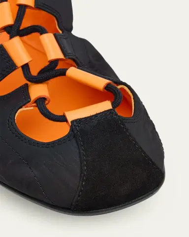 Alaïa Nylon Lace-Up Ballerina Flats | Thumbnail 3 Alaïa Nylon Lace-Up Ballerina Flats | Thumbnail 3