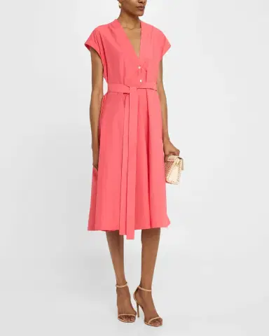 Natori Tie-Front Techno Poplin Midi Shirtdress | Thumbnail 2 Natori Tie-Front Techno Poplin Midi Shirtdress | Thumbnail 2