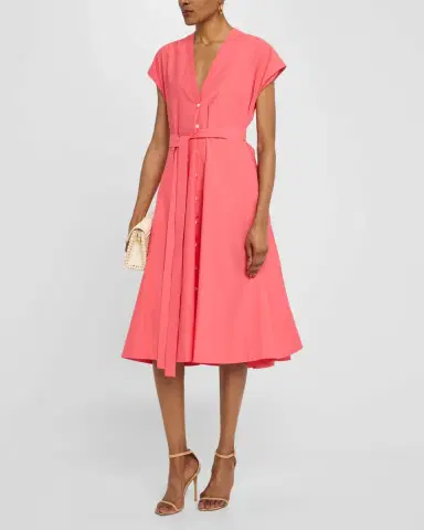 Natori Tie-Front Techno Poplin Midi Shirtdress | Thumbnail 4 Natori Tie-Front Techno Poplin Midi Shirtdress | Thumbnail 4