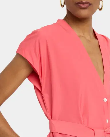 Natori Tie-Front Techno Poplin Midi Shirtdress | Thumbnail 5 Natori Tie-Front Techno Poplin Midi Shirtdress | Thumbnail 5