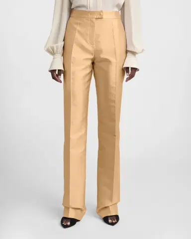 Valentino Garavani Shantung Silk Straight-Leg Pants | Thumbnail 3 Valentino Garavani Shantung Silk Straight-Leg Pants | Thumbnail 3