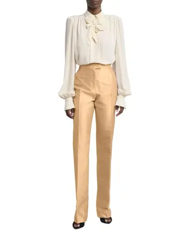 Valentino Garavani Shantung Silk Straight-Leg Pants | Thumbnail 1 Valentino Garavani Shantung Silk Straight-Leg Pants | Thumbnail 1