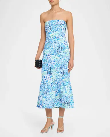 Shoshanna Wright Strapless Floral-Print Flounce Midi Dress | Thumbnail 3 Shoshanna Wright Strapless Floral-Print Flounce Midi Dress | Thumbnail 3