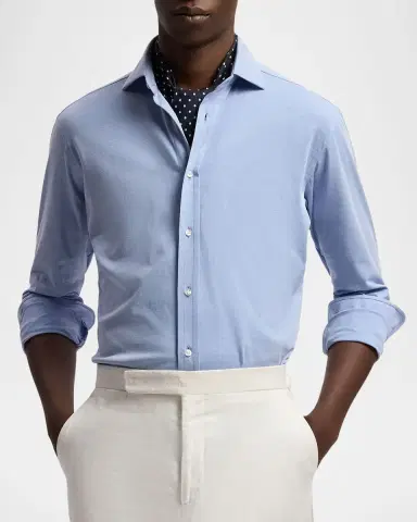 Ralph Lauren Purple Label Men 's Cotton Blend Knit Flex Button-Down Shirt | Thumbnail 3 Ralph Lauren Purple Label Men 's Cotton Blend Knit Flex Button-Down Shirt | Thumbnail 3