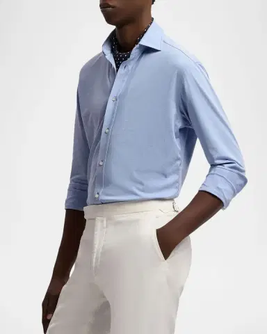 Ralph Lauren Purple Label Men 's Cotton Blend Knit Flex Button-Down Shirt | Thumbnail 5 Ralph Lauren Purple Label Men 's Cotton Blend Knit Flex Button-Down Shirt | Thumbnail 5