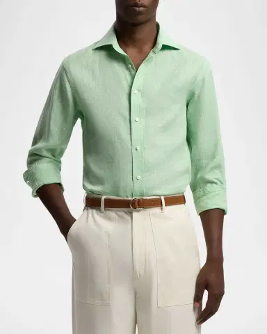 Ralph Lauren Purple Label Houndstooth Linen Shirt | Thumbnail 4 Ralph Lauren Purple Label Houndstooth Linen Shirt | Thumbnail 4