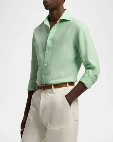 Ralph Lauren Purple Label Houndstooth Linen Shirt | Thumbnail 6 Ralph Lauren Purple Label Houndstooth Linen Shirt | Thumbnail 6