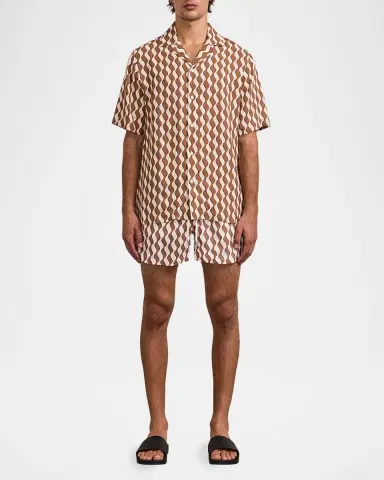 Frescobol Carioca Men's Roberto Linen Wave-Stripe Short-Sleeve Shirt | Thumbnail 2 Frescobol Carioca Men's Roberto Linen Wave-Stripe Short-Sleeve Shirt | Thumbnail 2
