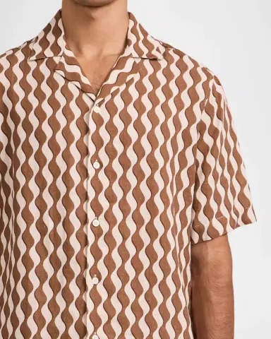 Frescobol Carioca Men's Roberto Linen Wave-Stripe Short-Sleeve Shirt | Thumbnail 4 Frescobol Carioca Men's Roberto Linen Wave-Stripe Short-Sleeve Shirt | Thumbnail 4