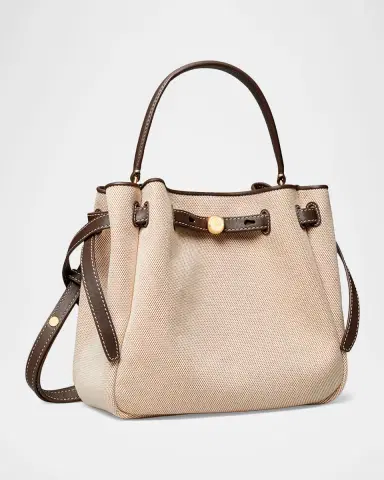 Tory Burch Romy Small Canvas Leather-Trim Crossbody Bucket Bag | Thumbnail 4 Tory Burch Romy Small Canvas Leather-Trim Crossbody Bucket Bag | Thumbnail 4