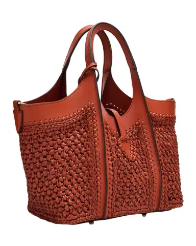 Tod's Small T Timeless Raffia & Leather Shopping Bag | Thumbnail 1 Tod's Small T Timeless Raffia & Leather Shopping Bag | Thumbnail 1