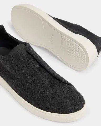 ZEGNA Men 's Triple Stitch Oasi Cashmere Slip-On Sneakers | Thumbnail 2 ZEGNA Men 's Triple Stitch Oasi Cashmere Slip-On Sneakers | Thumbnail 2
