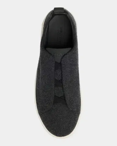 ZEGNA Men 's Triple Stitch Oasi Cashmere Slip-On Sneakers | Thumbnail 3 ZEGNA Men 's Triple Stitch Oasi Cashmere Slip-On Sneakers | Thumbnail 3