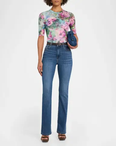 Johnny Was Elbow-Sleeve Floral Mesh Top | Thumbnail 2 Johnny Was Elbow-Sleeve Floral Mesh Top | Thumbnail 2
