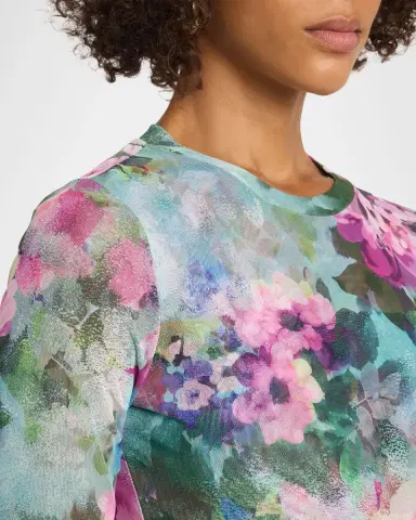 Johnny Was Elbow-Sleeve Floral Mesh Top | Thumbnail 5 Johnny Was Elbow-Sleeve Floral Mesh Top | Thumbnail 5