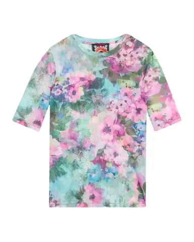 Johnny Was Elbow-Sleeve Floral Mesh Top | Thumbnail 1 Johnny Was Elbow-Sleeve Floral Mesh Top | Thumbnail 1