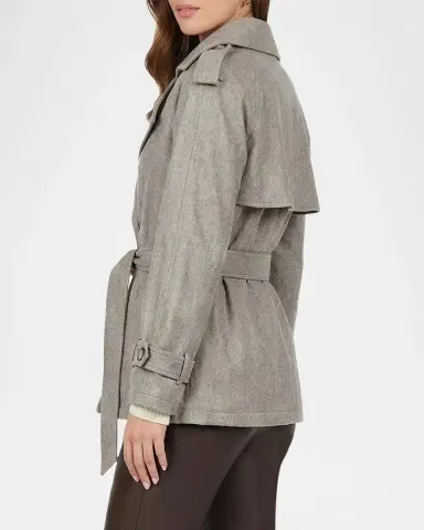 Gorski Cropped Wool Belted Trench Coat | Thumbnail 3 Gorski Cropped Wool Belted Trench Coat | Thumbnail 3