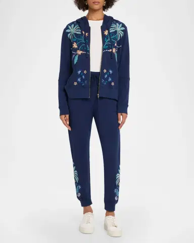 Johnny Was Floral Embroidered French Terry Ankle Joggers | Thumbnail 2 Johnny Was Floral Embroidered French Terry Ankle Joggers | Thumbnail 2